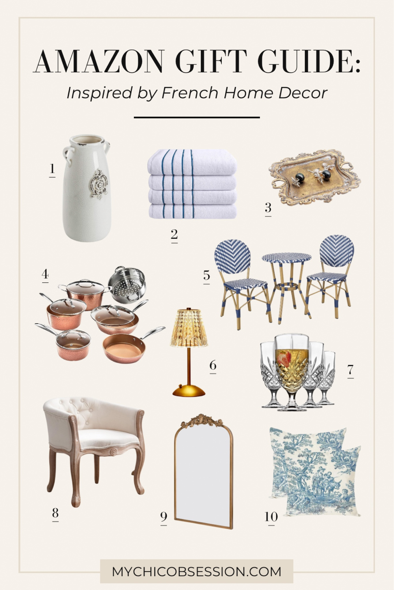 Let French home decor inspire your holiday gifting this year. Your giftee will love a bistro table to enjoy their morning coffee in style, a new set of cookware to upgrade their culinary skills, an antique style gold mirror, or a little lamp to illuminate their cozy home corners. 

#LTKSeasonal #LTKHome
