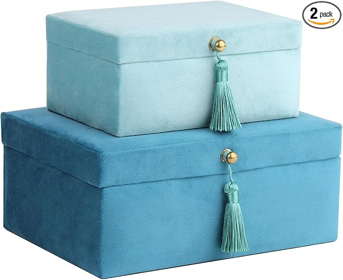 HofferRuffer Velvet Jewelry Boxes Decorative Boxes, Storage Accessory Organizer Boxes with Elegan... | Amazon (US)