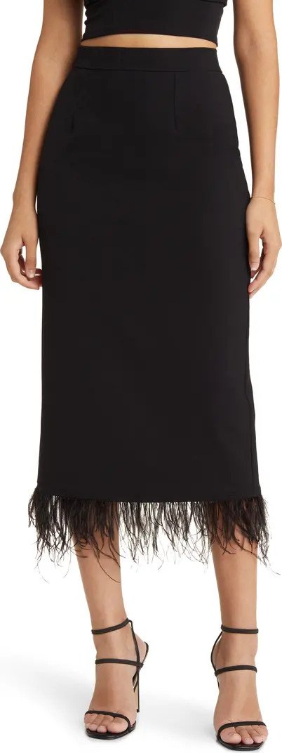 Kismet Feather Trim Midi Skirt | Nordstrom