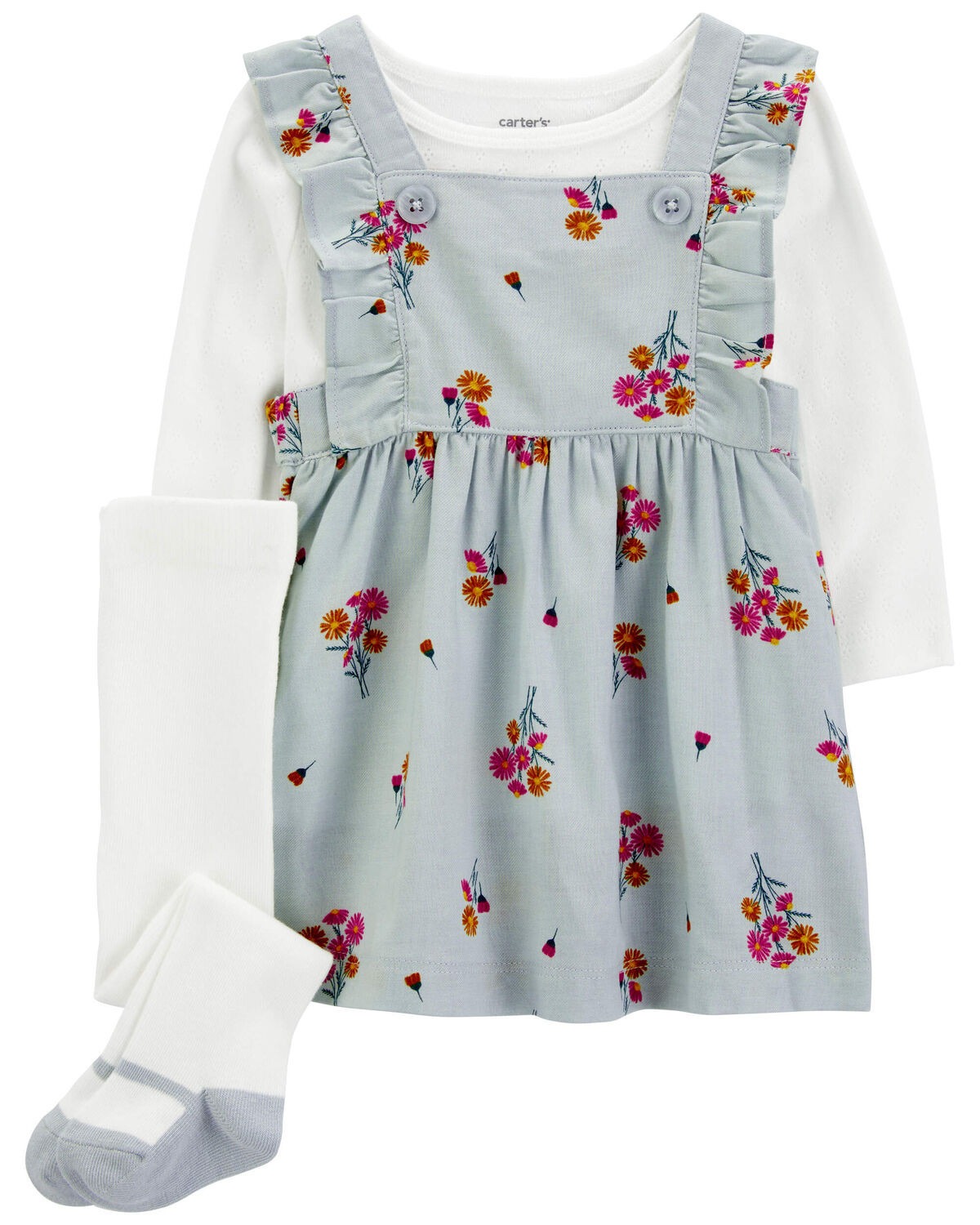 Multi Baby 3-Piece Bodysuit & Floral Jumper Set | carters.com | Carter's
