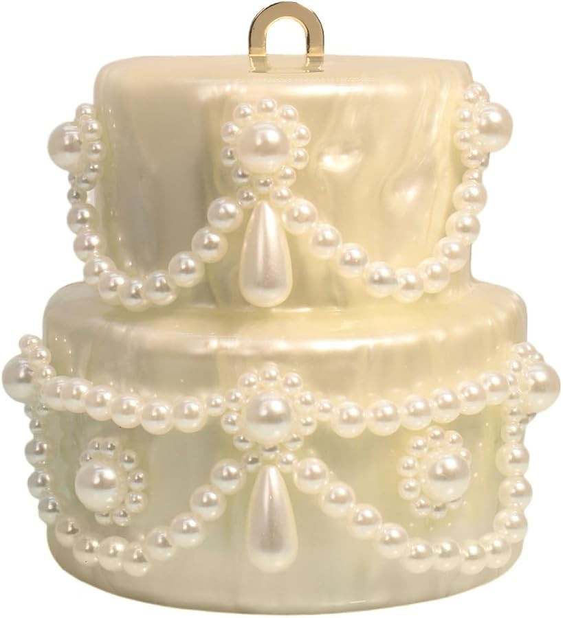 Cake Shaped Acrylic Clutch Pearl Handbags Beaded Evening Bag Mini Clutch Handbag for Wedding Cock... | Amazon (US)