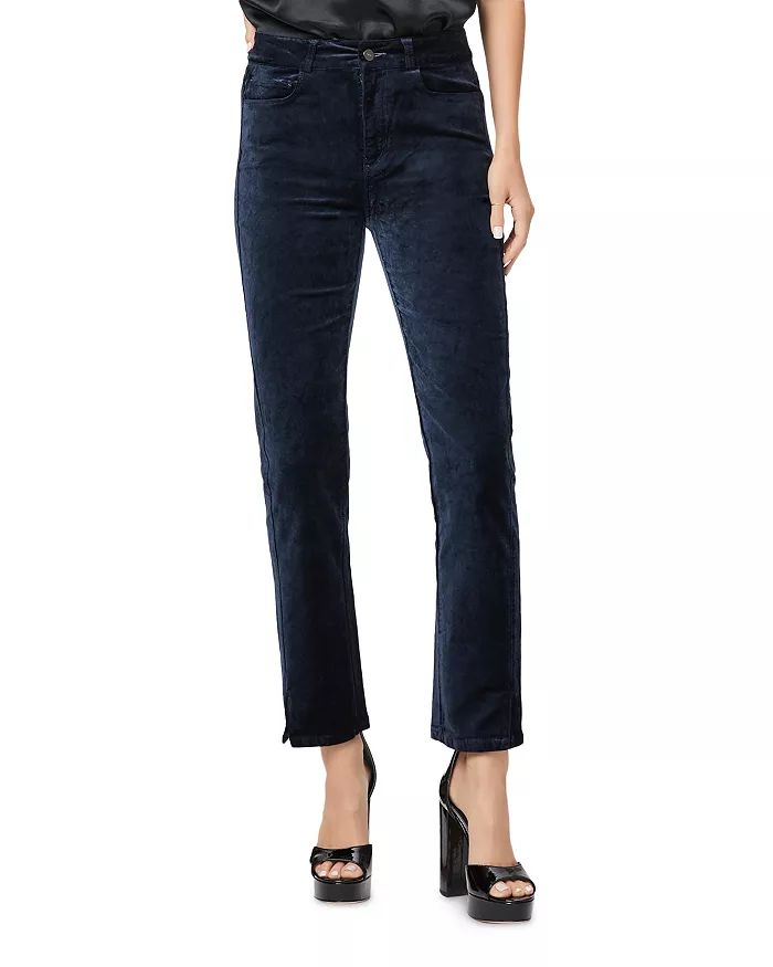 Cindy High Rise Twisted Seam Velveteen Cropped Straight Jeans in Deep Navy | Bloomingdale's (US)