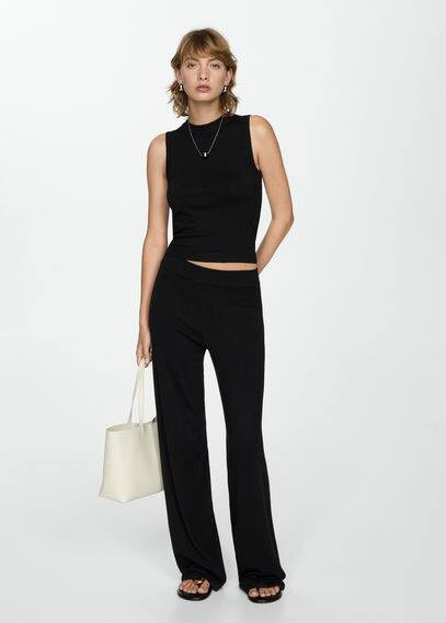 Knitted top with wide straps black - Women - M - MANGO | Mango (US/MX/AU)