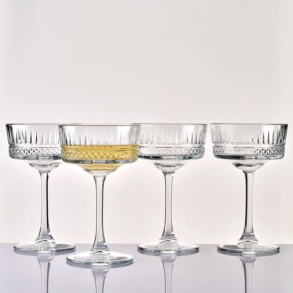 Pasabahce Vintage Coupe Glasses Set Of 4 - Exclusive Champagne, Cocktail, Martini, Wine Glasses -... | Amazon (US)