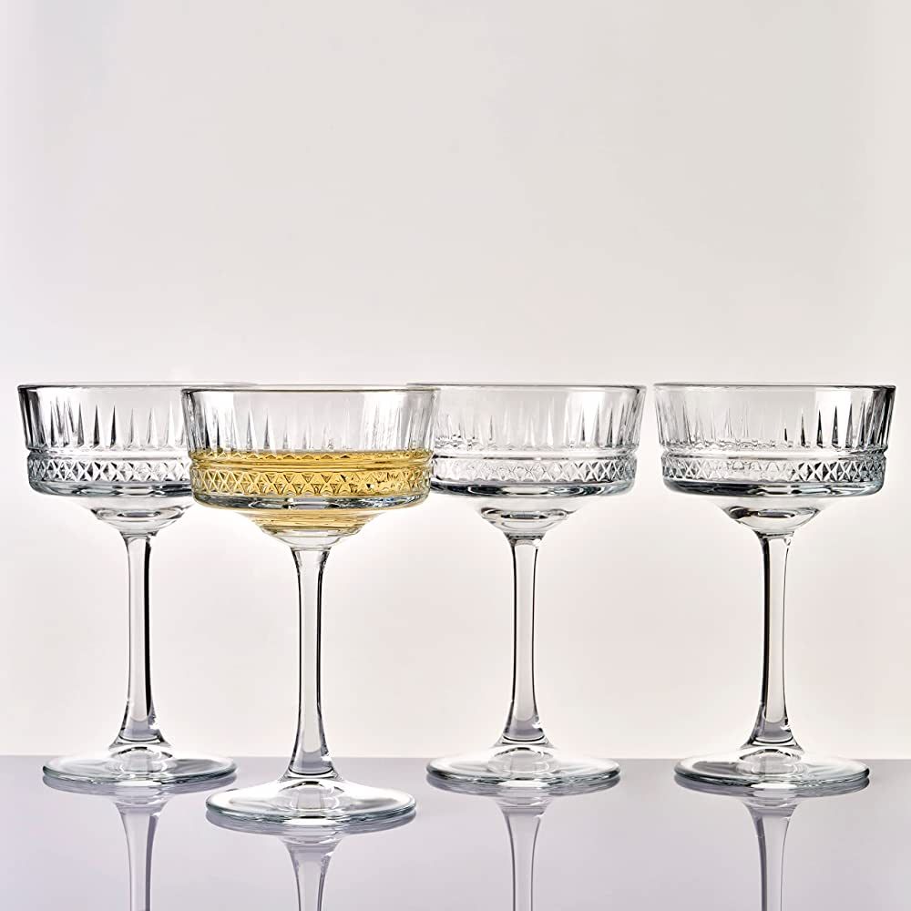 Pasabahce Vintage Coupe Glasses Set Of 4 - Exclusive Champagne, Cocktail, Martini, Wine Glasses -... | Amazon (US)