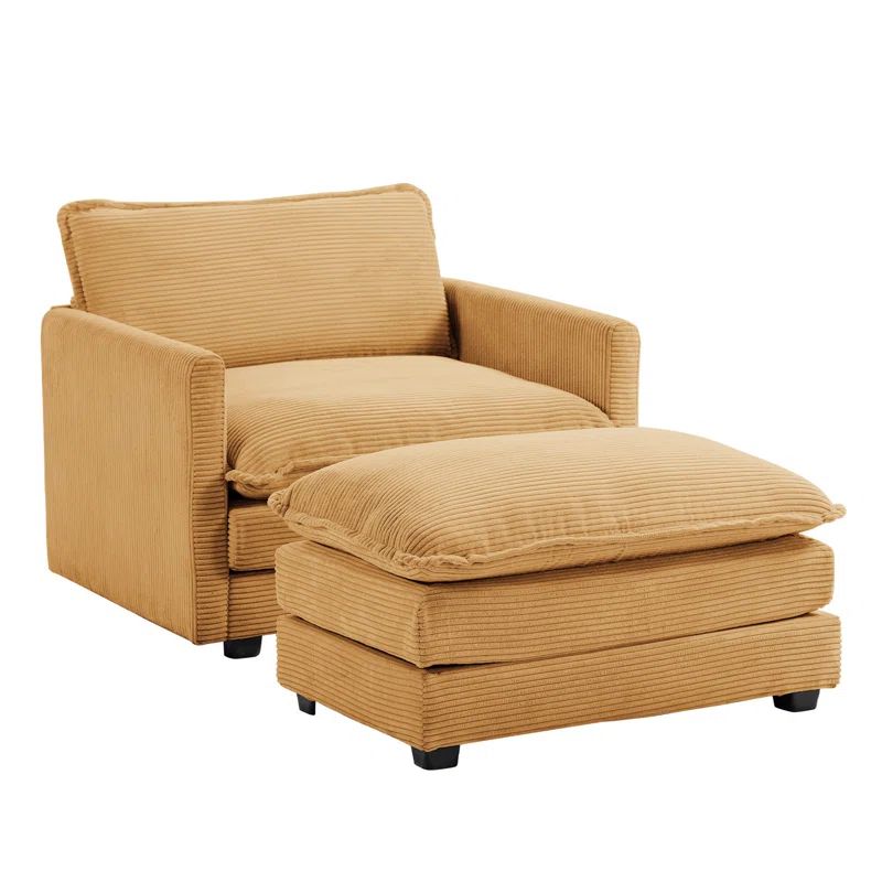 Redenius 42" Upholstered Corduroy Armchair with Ottoman | Wayfair North America