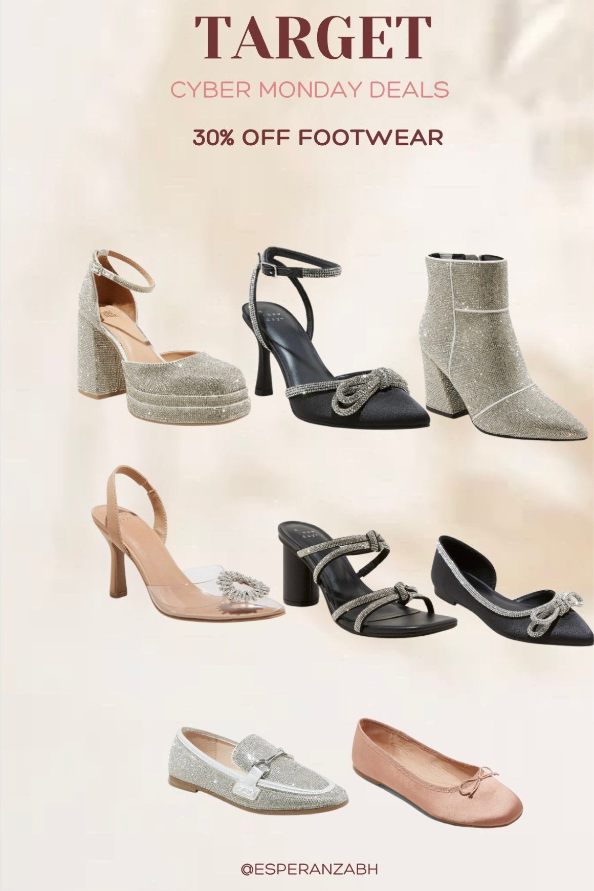 Cyber Monday Deals at Target!
 30% off of all footwear! 
If you have a Christmas party to attend this holiday season now would be a great time to pick up a pair of cutie sparkle shoes while they’re on sale! 





#christmasshoes
#holidayshoes
#sparkle
Sparkle heels 
Sparkle
Glitter
Bling
Sparkle Bow
Clear Heel with Diamonds
Target
Cyber Monday
On Sale
Black Boots
Leather Boots 

#LTKCyberWeek #LTKshoecrush #LTKHoliday
