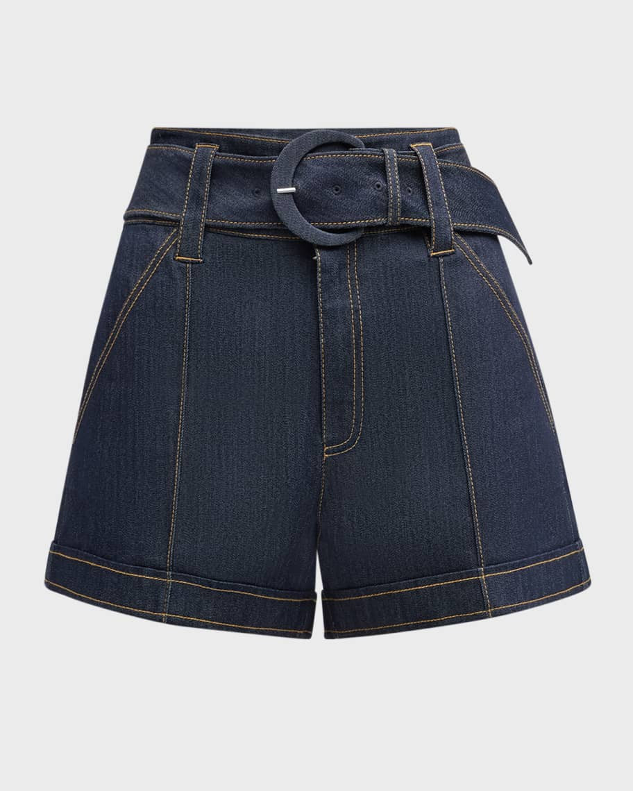 Cinq a Sept Aldi Belted Denim Shorts | Neiman Marcus