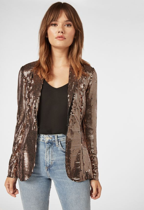 Shawl Collar Sequin Jacket | JustFab