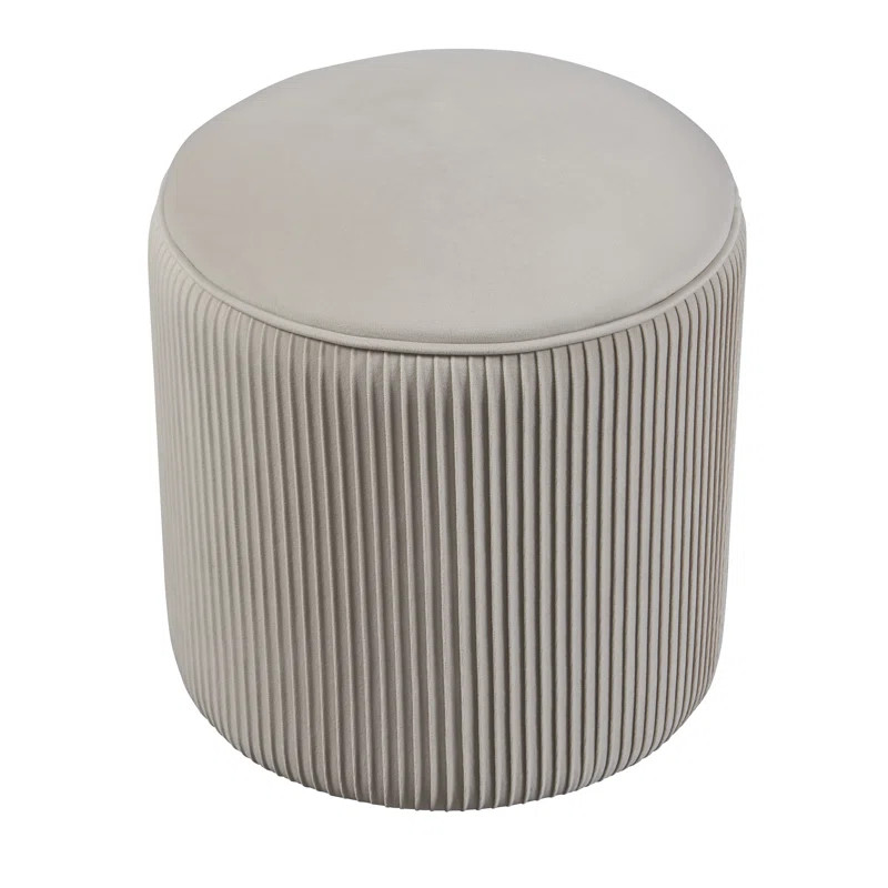 Terri Wide Velvet Round Pouf Ottoman | Wayfair North America