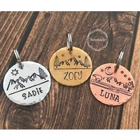 Dog Id Tag, Pet Dog Collar Personalized Name Tag For Pet, Custom Stamped Choose Your Metal | Etsy (US)