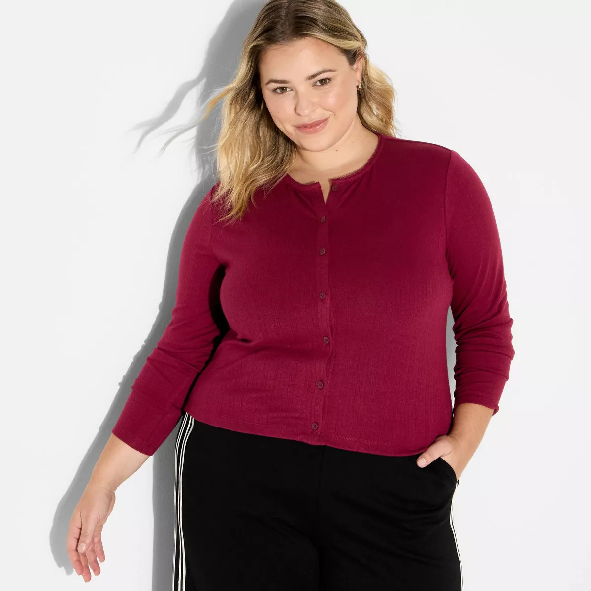 Women's Long Sleeve Roundneck Button-Down Shirt - Wild Fable™ | Target