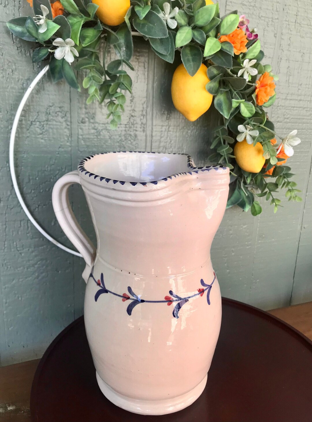 Vintage Puglia Italian Ceramic Hand Painted Pottery Pitcher Vase | Etsy (US)