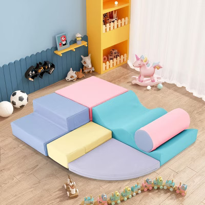 SEVOBAL Baby Activity Gyms 6 Piece Soft Climbing Set for Toddlers Crawling and Play, Blue, 25.83"*21.33"*17" | Target