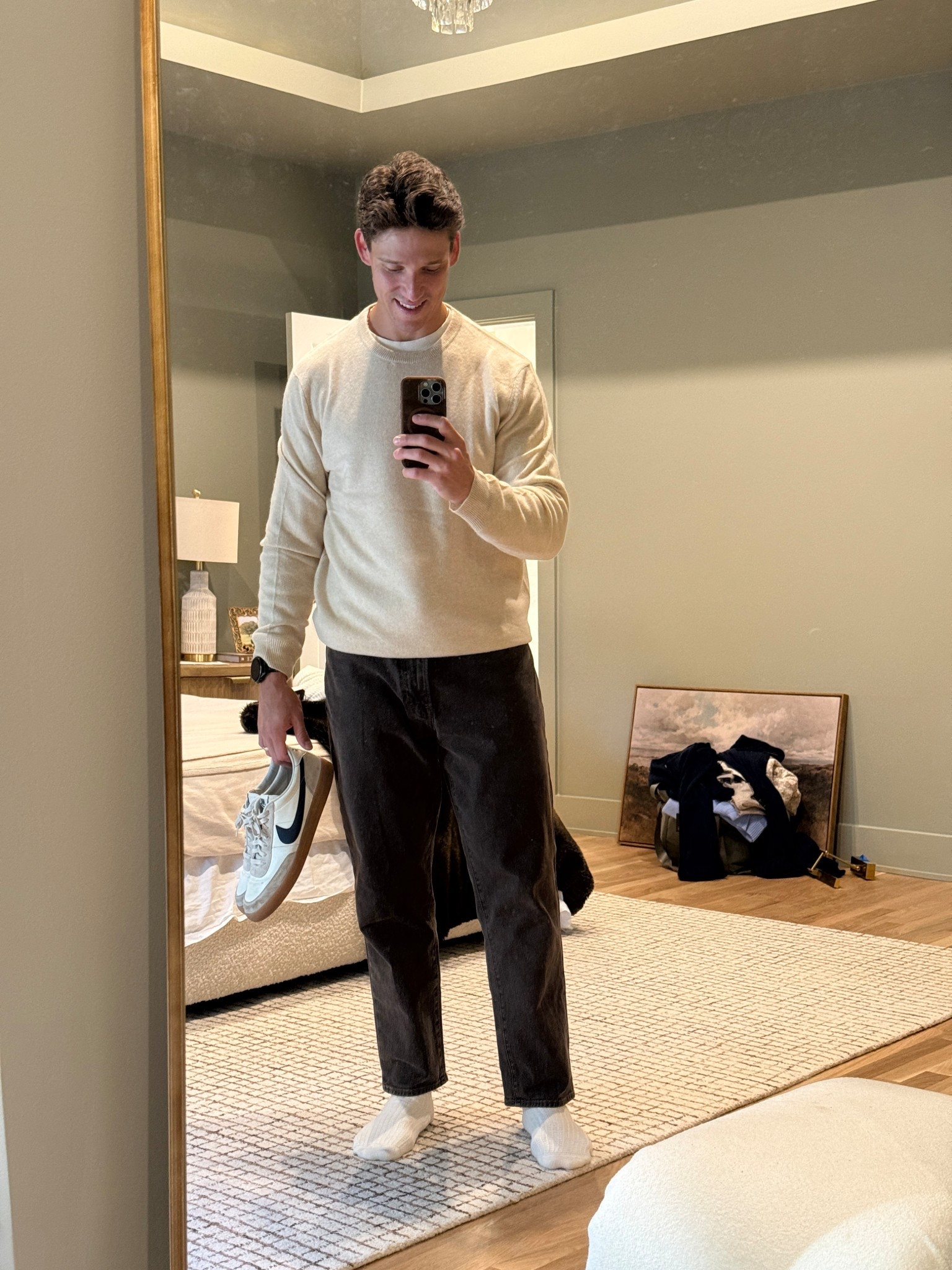 First outfit photo in the new house! These athletic loose jeans from Abercrombie are heavy in my rotation right now, and the Nike killshots are a daily wear for errands

#LTKMens #LTKSeasonal #LTKStyleTip