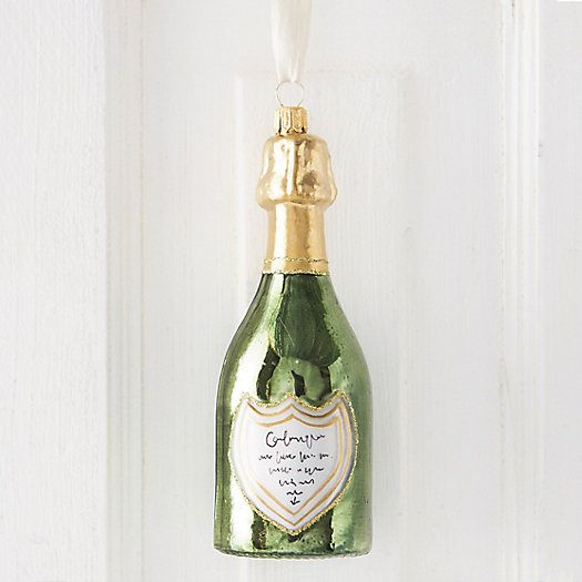 Champagne Bottle Glass Ornament | Terrain