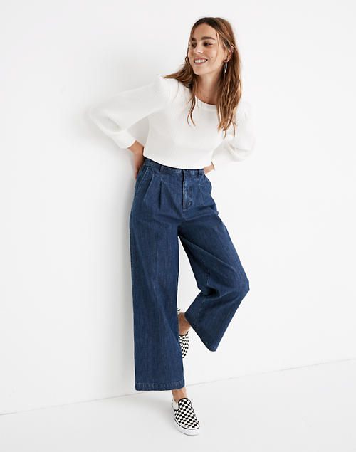 Pleated Wide-Leg Jeans in Seabrook Wash | Madewell