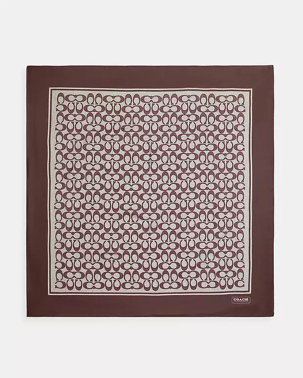 Textured Signature Print Silk Square Scarf | Coach (US)