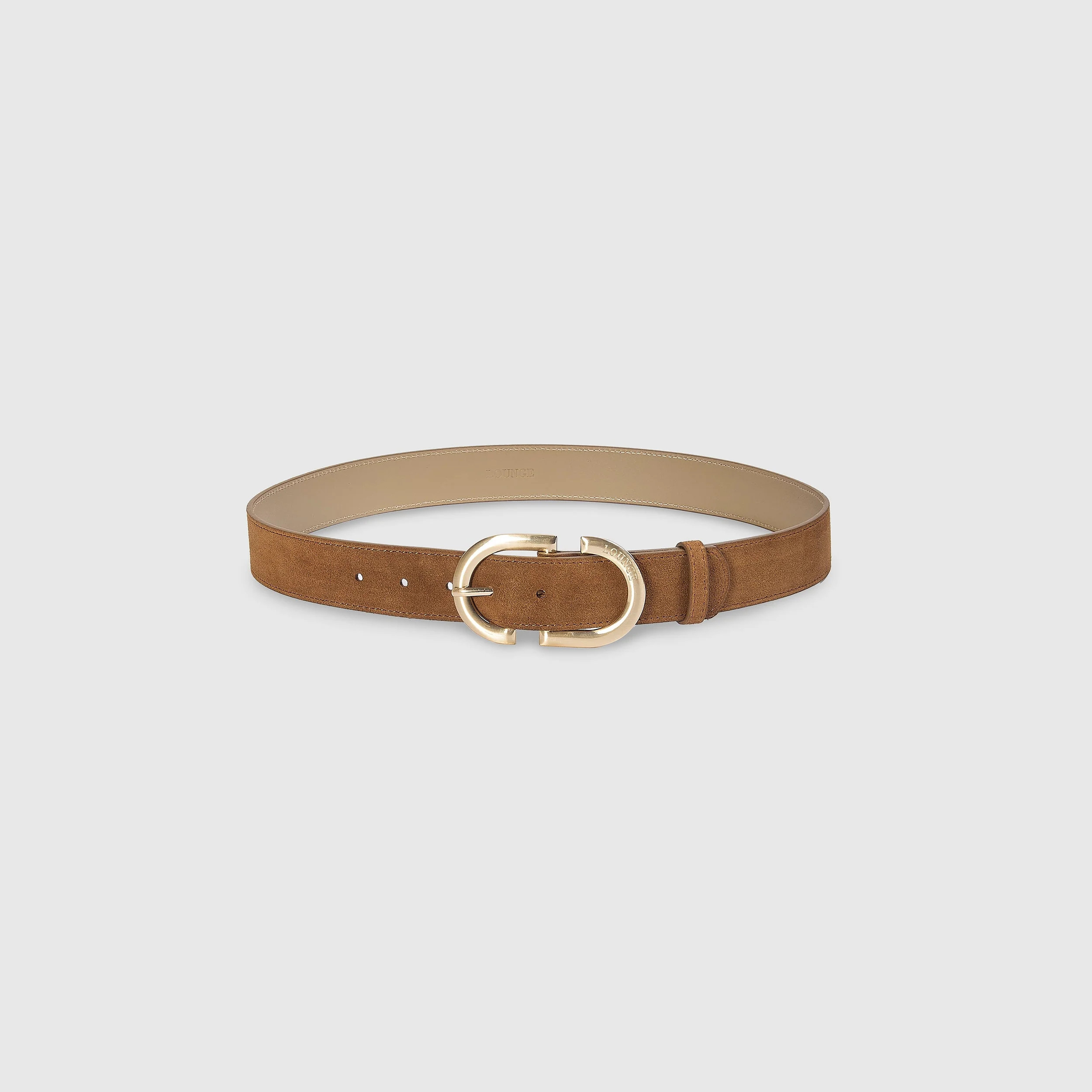 Curved Buckle Belt - Tan - L | Lounge AUS