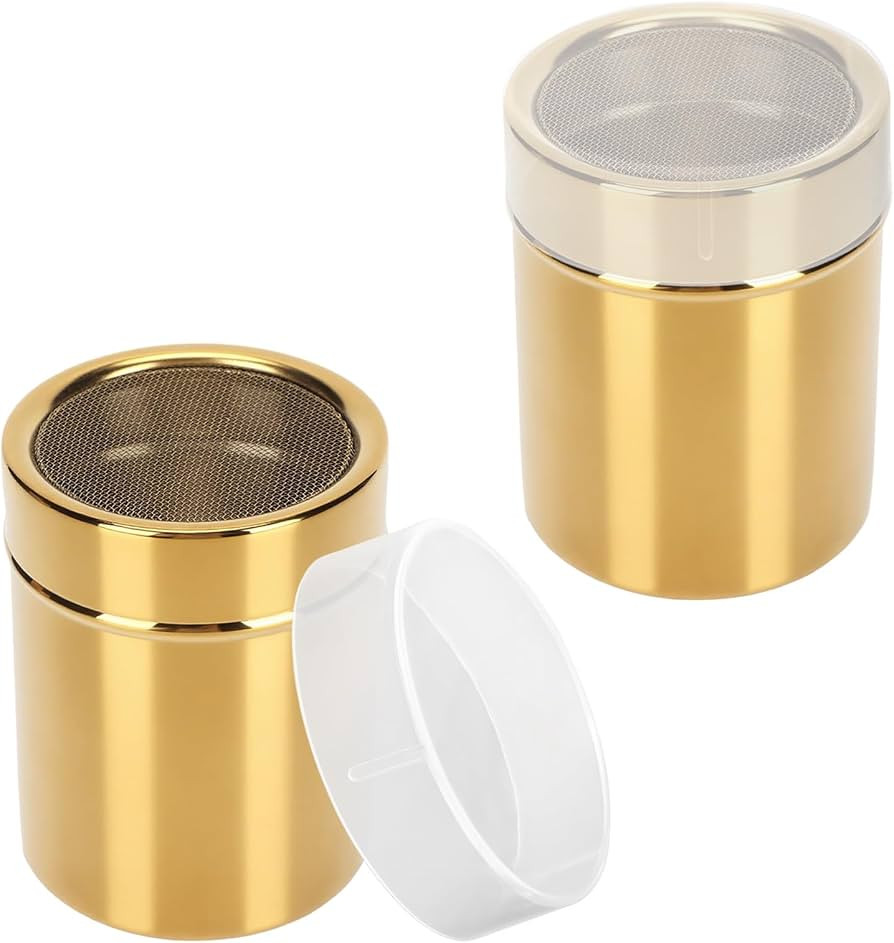 2Pcs Powdered Sugar Shaker Duster, Cinnamon Shaker Flour Sifter Stainless Steel Fine Mesh Powder ... | Amazon (US)