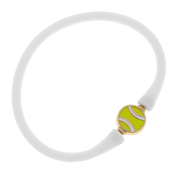 Bali Tennis Ball Bead Silicone Bracelet in White | CANVAS