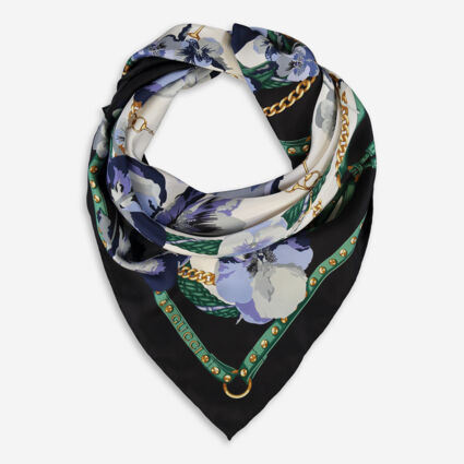 Blue Leaves Silk Scarf | TK Maxx