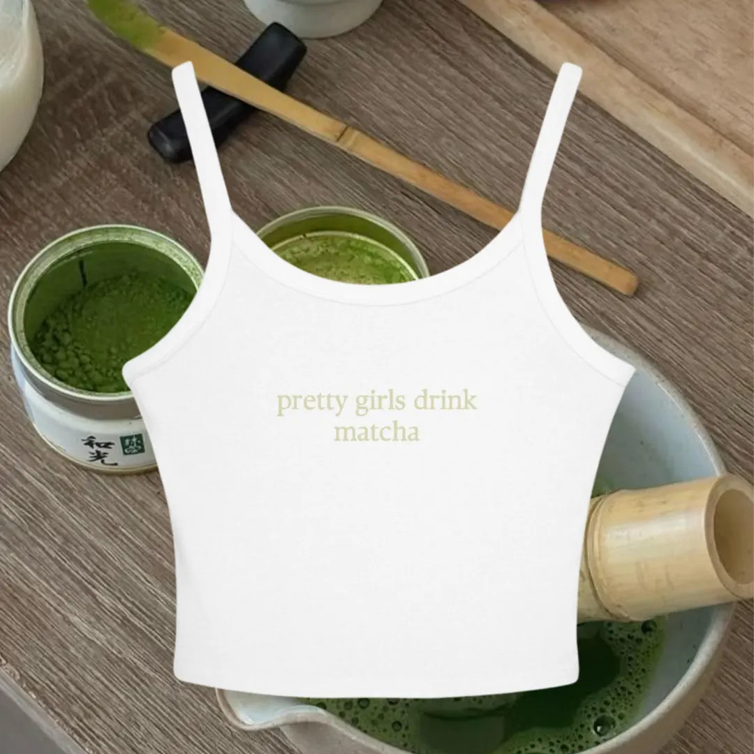 Pretty Girls Drink Matcha Spaghetti Strap Tank - Y2K Trendy Sayings Top - Trendy Summer Tank - Y2... | Etsy (US)