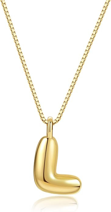Thaivor Bubble Gold Silver Letter Necklace Initial Necklaces for Women Trendy 14K Dainty Charm Pe... | Amazon (US)