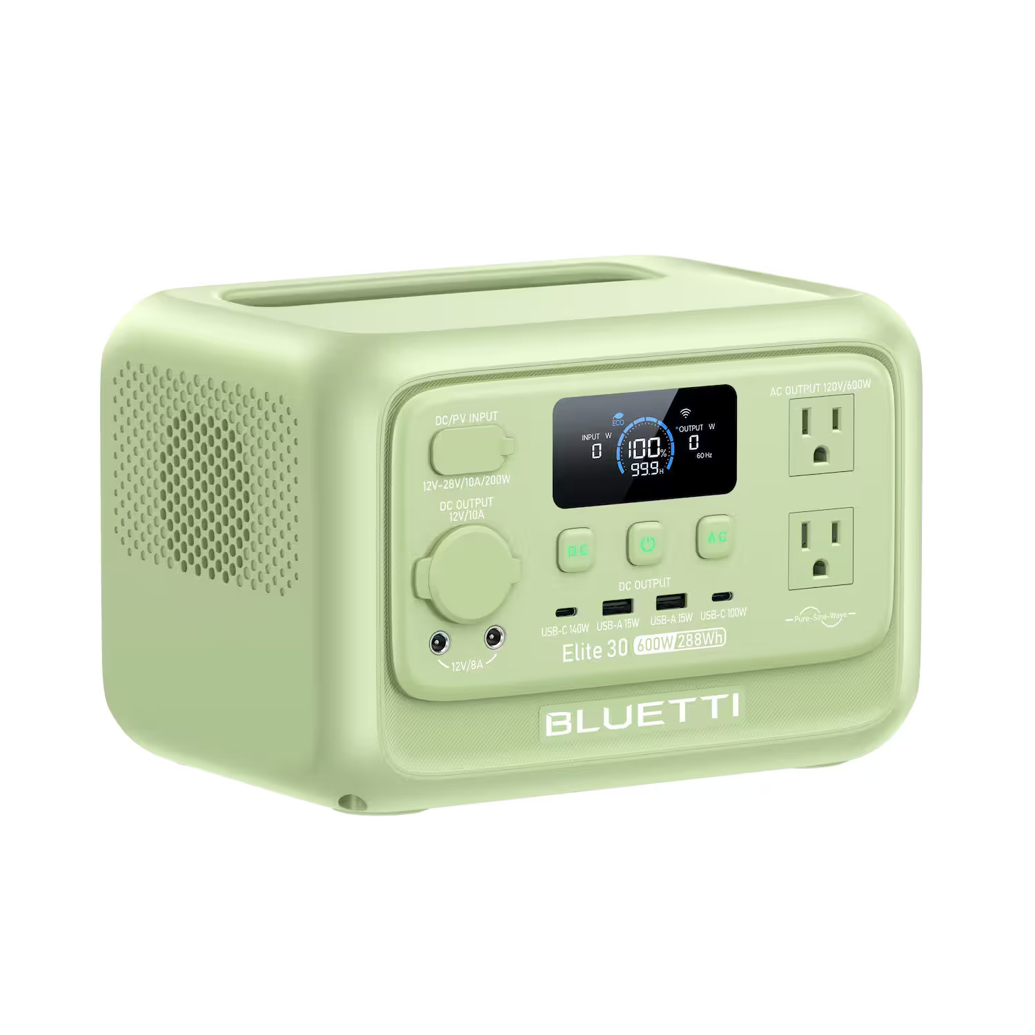 BLUETTI - 600W Continuous/1500W Peak Output Power Station 288Wh Push Button Start LiFePO4 Battery Solar Generator for Outdoors - Green | Best Buy U.S.