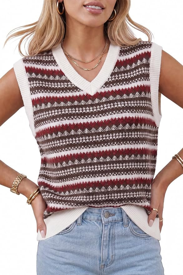 Arach&Cloz Women's Wool Blend Sleeveless Knit Fall Casual Sweater Vest Top | Amazon (US)