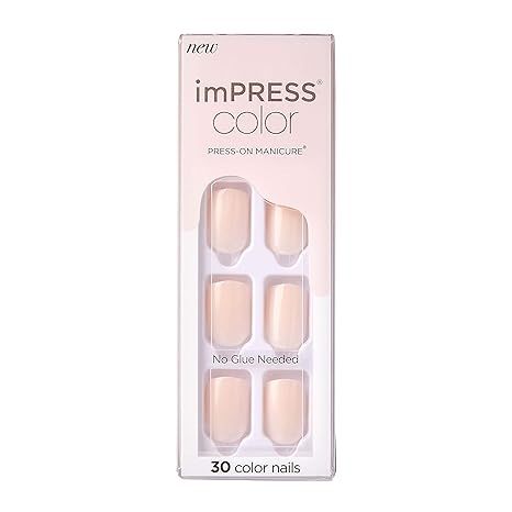 KISS imPRESS Color Press-On Manicure, Gel Nail Kit, PureFit Technology, Short Length, “Point Pi... | Amazon (US)
