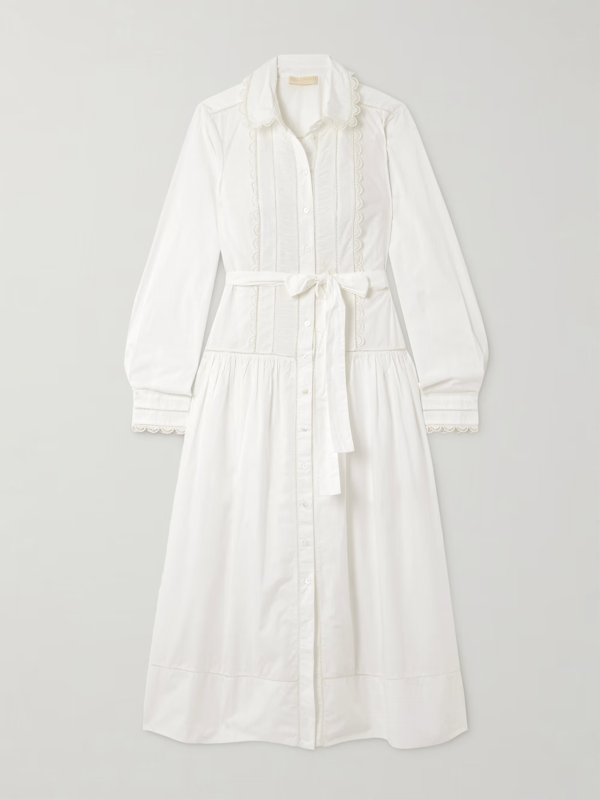 Ariane belted crocheted-trimmed cotton-poplin midi dress | NET-A-PORTER (US)
