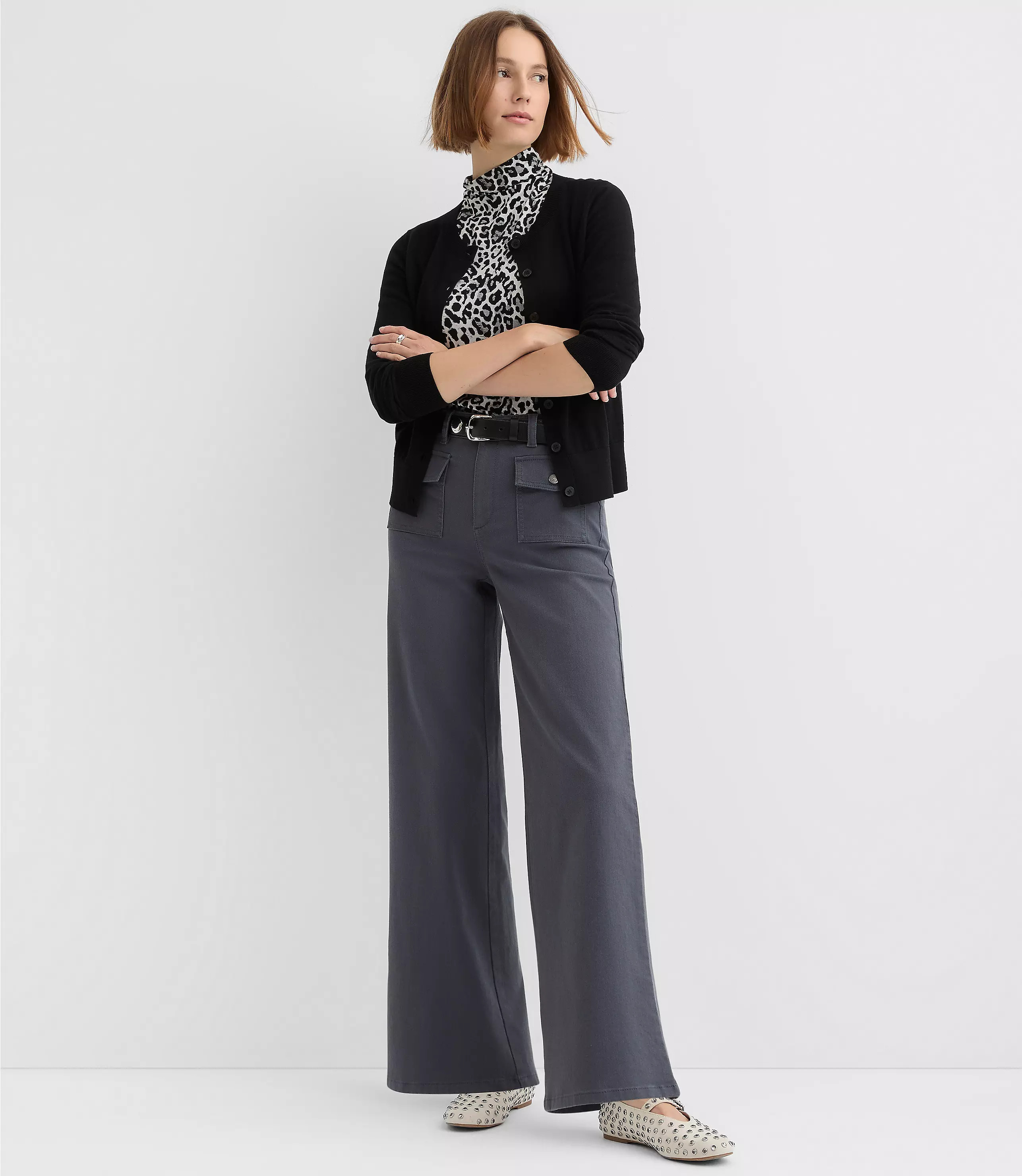 Palmer Wide Leg Pants in Twill | LOFT