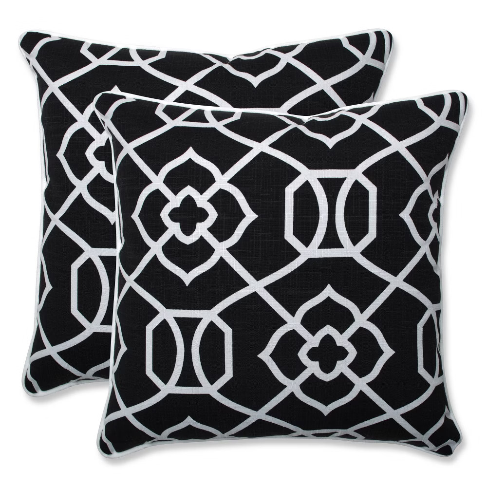 Outdoor/Indoor Kirkland Black Throw Pillow Set of 2 - Pillow Perfect | Target