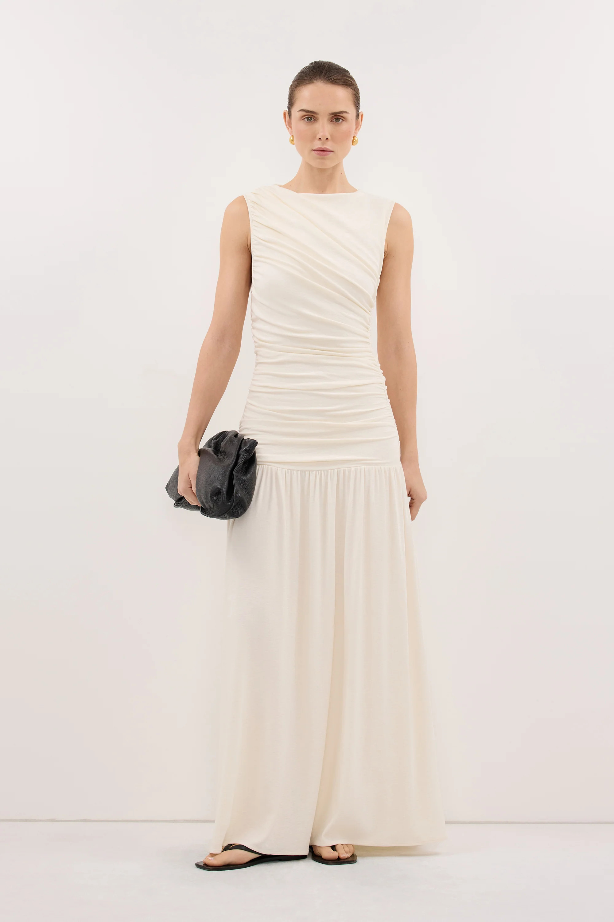 LOLA CREAM RUCHED MAXI DRESS | DISSH