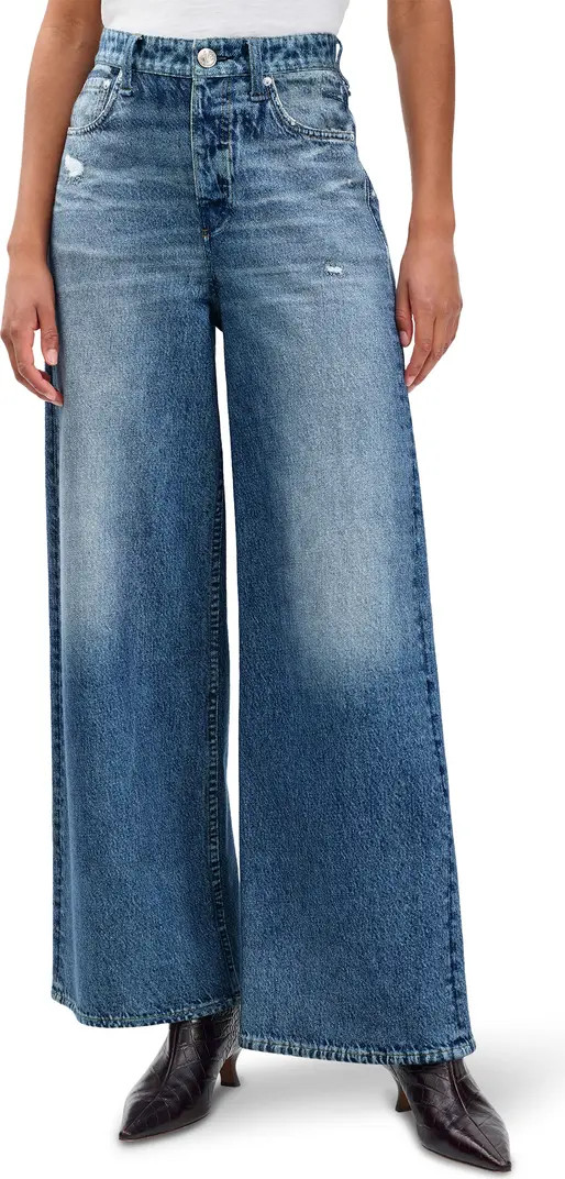 rag & bone Miramar Sofie High Waist Ankle Wide Leg Terry Sweatpant Jeans | Nordstrom | Nordstrom