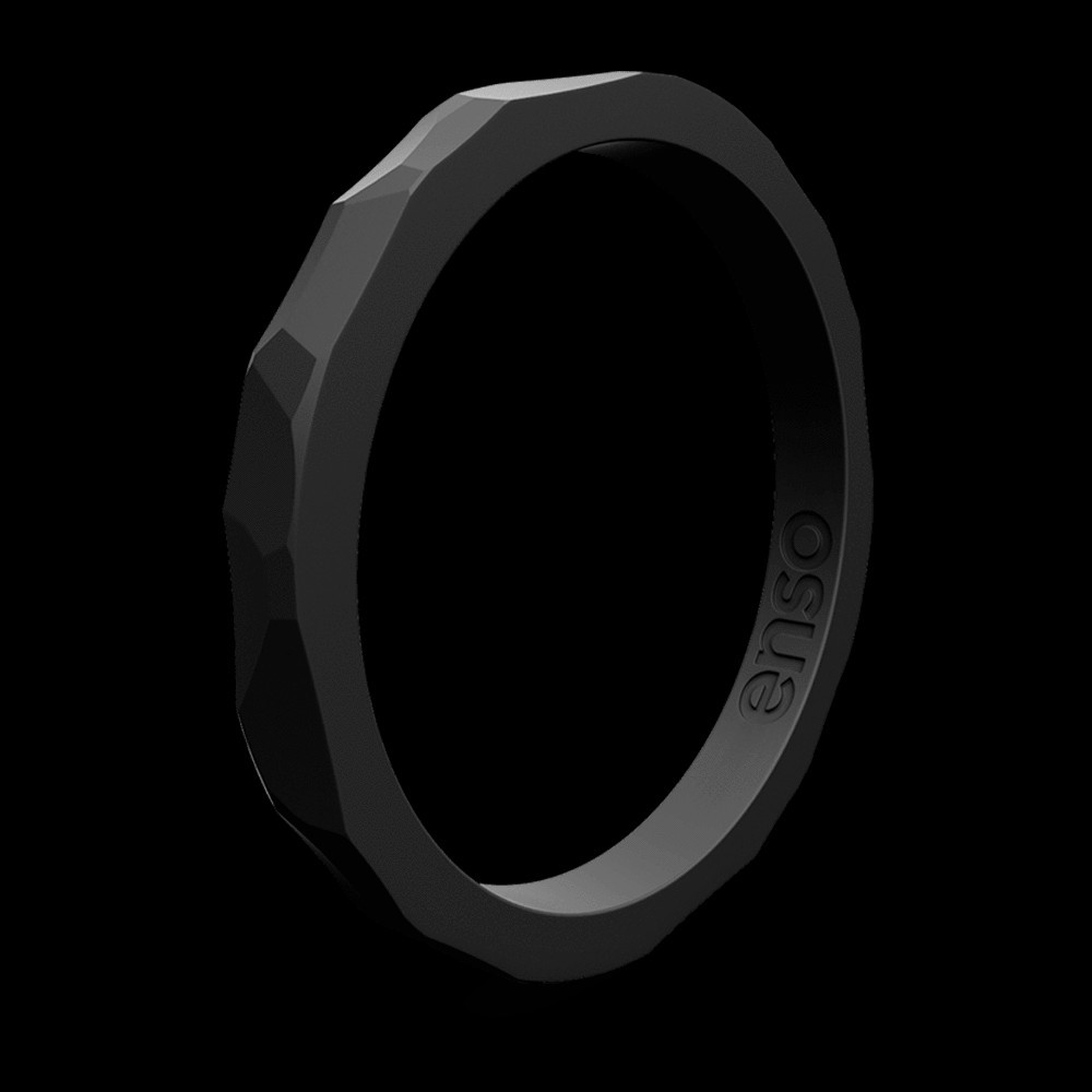 Hammered Stackable Silicone Ring - Obsidian | Enso Rings