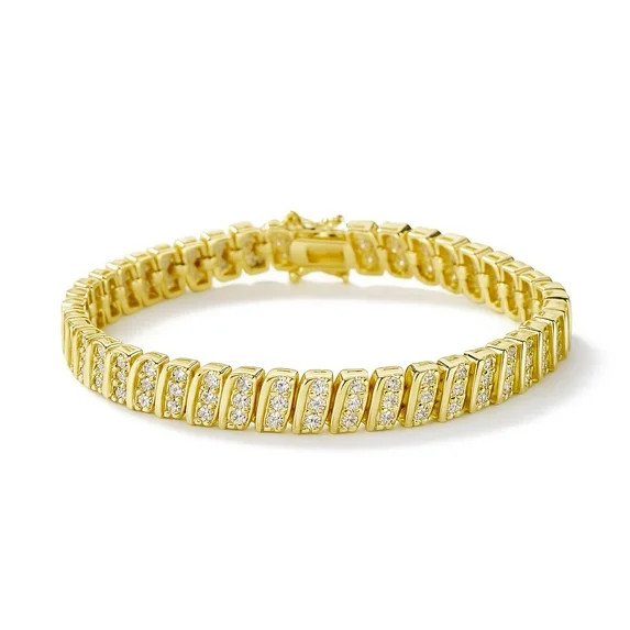 18K Yellow Gold Plated Vintage Style Tennis Bracelet with simulated Diamonds | Walmart (US)
