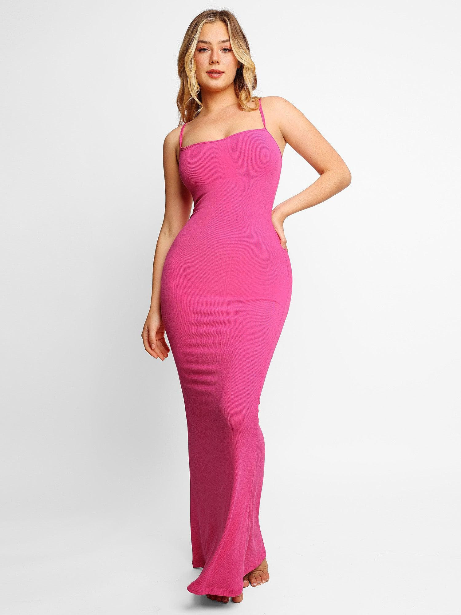 Shapewear Slimming Modal Dresses Slip Maxi Dress / Pink / L | Popilush