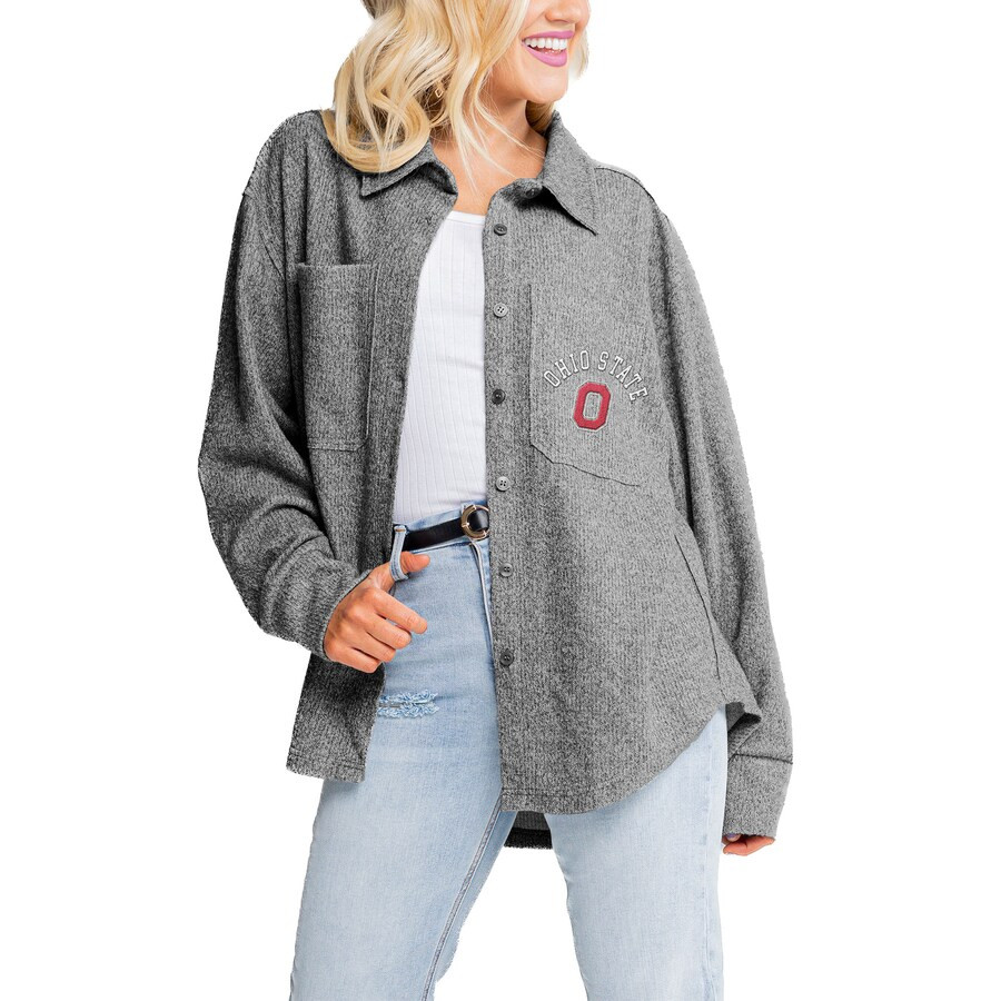 Ohio State Buckeyes Gameday Couture Women's Switch It Up Button-Up Shacket - Gray | Fanatics