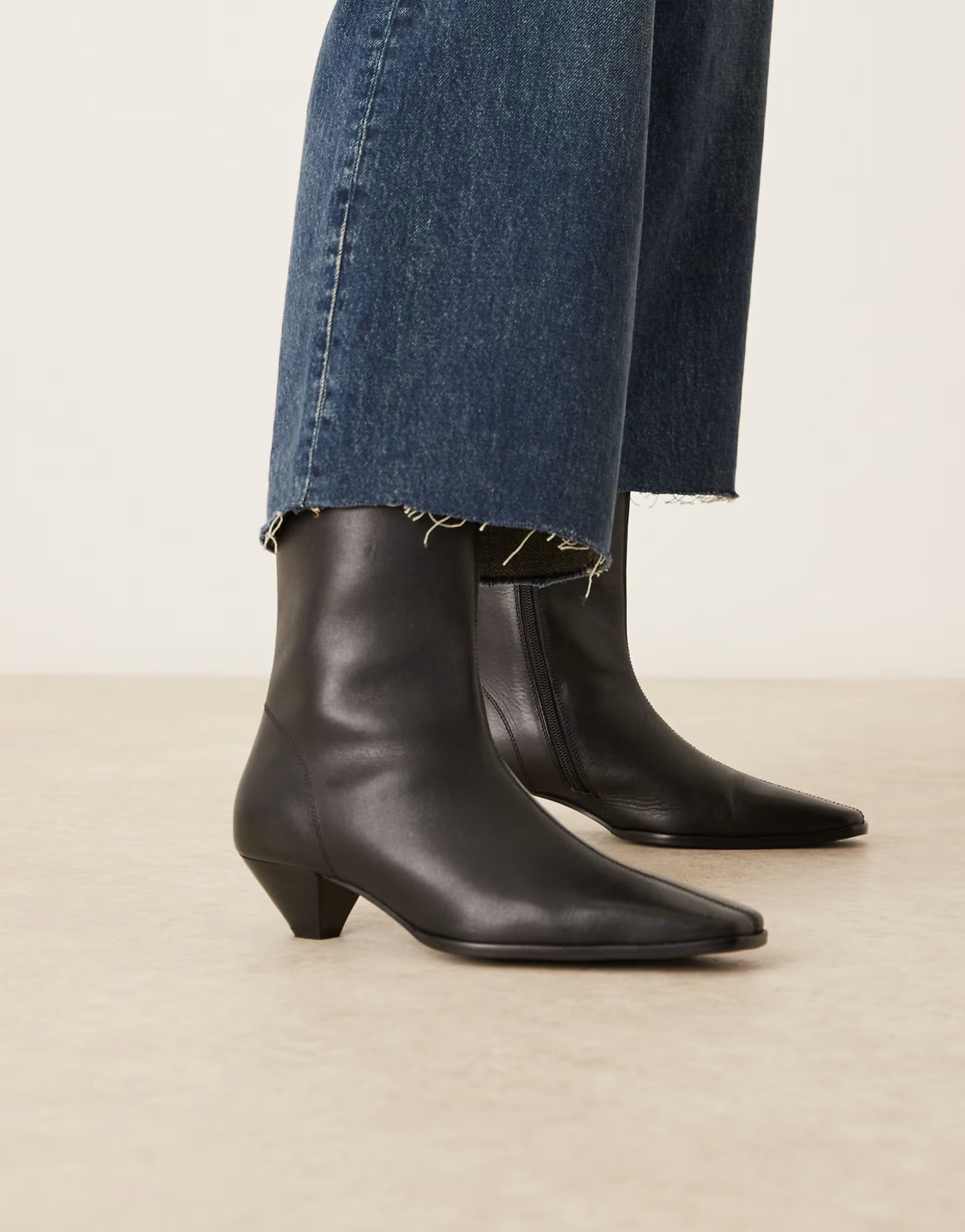 ASOS DESIGN Rhodes leather chisel toe heeled ankle boots in black | ASOS | ASOS (Global)