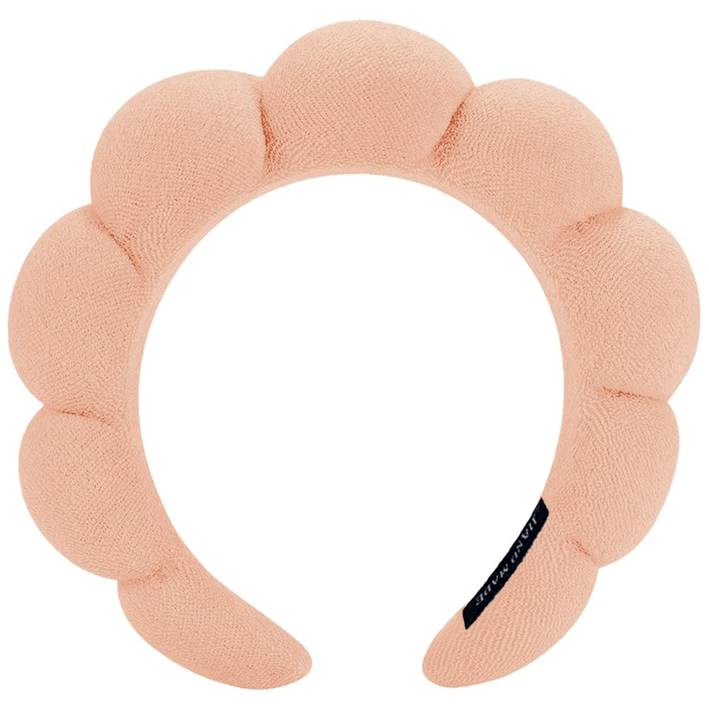 AOENJIE Spa Headbands for Washing Face or Makeup, Sponge Bubble Skincare Headbands, Puffy Terry Cloth Hairband for Women, Skin Care Makeup Headwear Hair Accessories for Girls(Khaki) | Amazon (US)