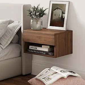 Nathan James Jackson Wall Mounted Floating Bedroom Nightstand with Storage Drawer and Modern Open... | Amazon (US)