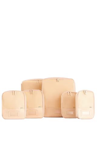 6 Piece Compression Packing Cubes in Beige | Revolve Clothing (Global)