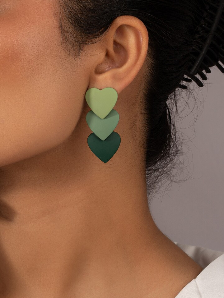Color Block Heart Drop Earrings | SHEIN