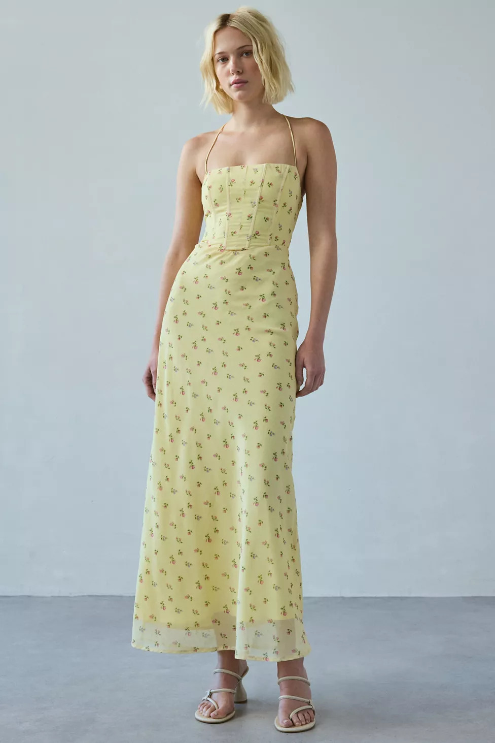 Kiss The Sky Ingrid Corset Tie Open-Back Maxi Dress | Urban Outfitters (US and RoW)