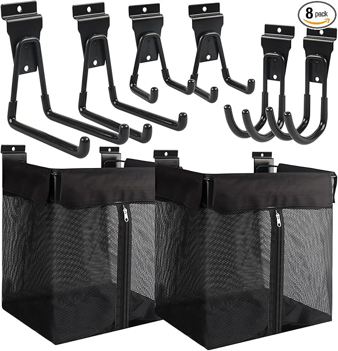 2PCS Slatwall Basket with Zipper, 6 PCS Heavy Duty Hooks, 16x15x11 Inch Slatwall Accessories, Eas... | Amazon (US)