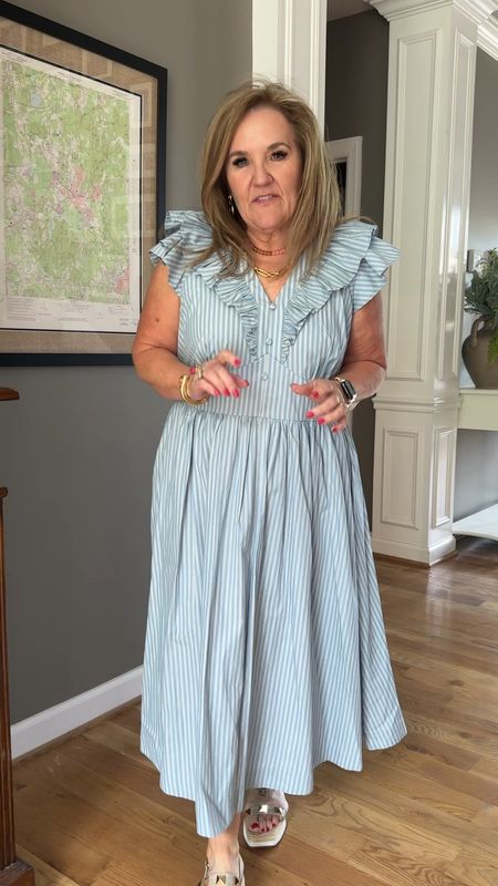 This dress has potential. You need to size down. First. Second, it’s a little lookyloo at the sleeves. So either a tank or a different bra would be best. 

I loved the fabric, the color, the ruffles and the neckline. 

Kohls dress vacation dress summer dress Mother’s Day 

#LTKsalealert #LTKover40 #LTKfindsunder50