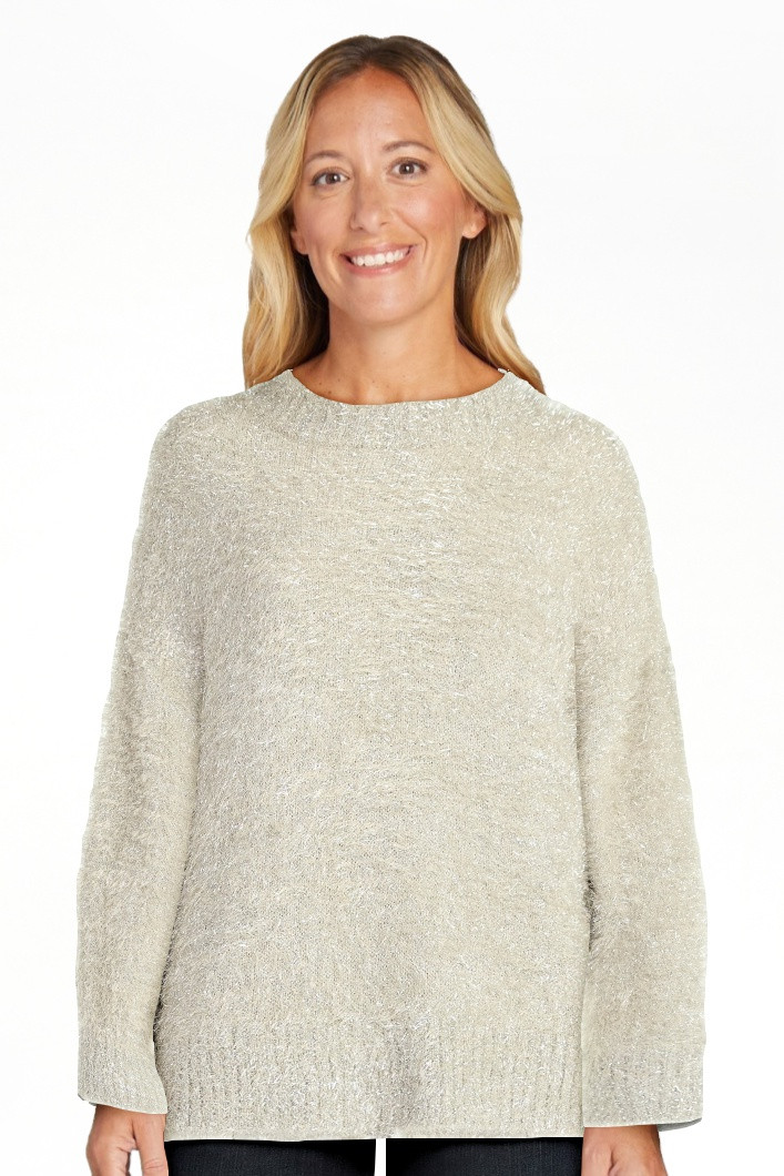 Scoop Women's Tinsel Knit Tunic Sweater with Long Sleeves, Midweight, Sizes, XS-XXL | Walmart (US)