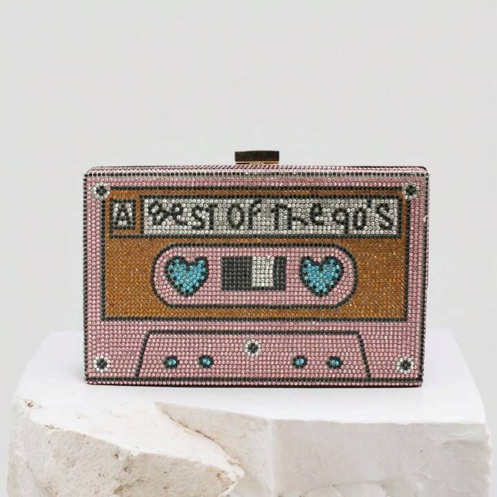 Women Retro Radio Tape-Shape Rhinestone Clutch Purse Vintage Crystal Evening Handbag | SHEIN